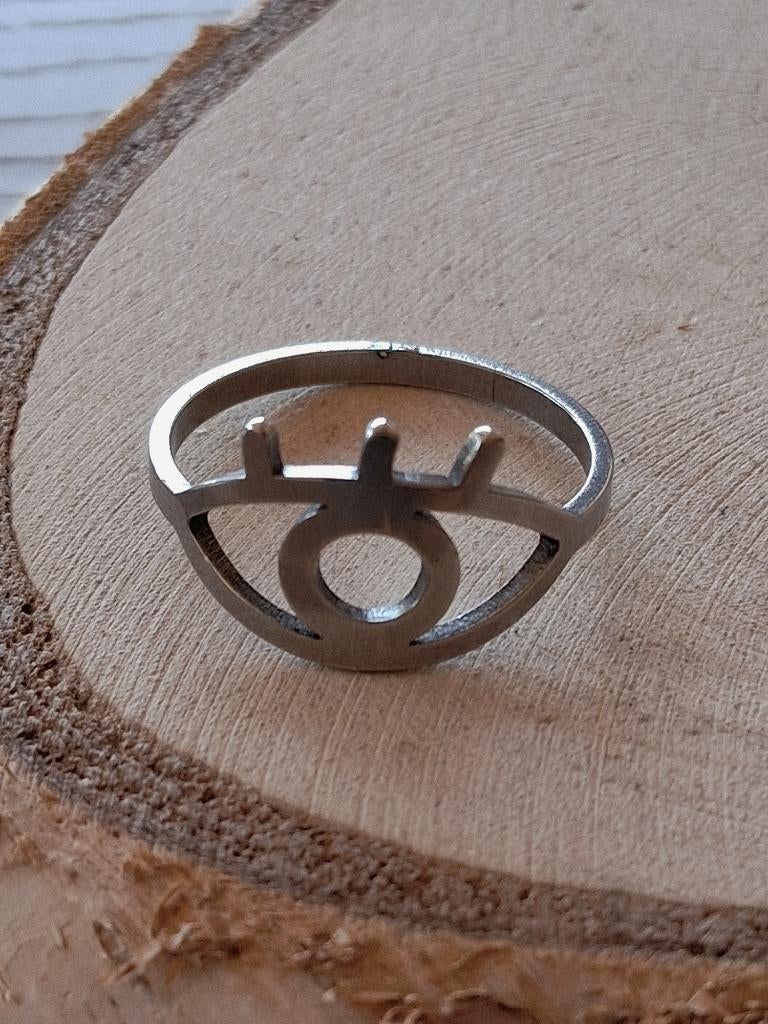 zilverkleurige ring geluks oog maat 18, Sieraden, Tassen en Uiterlijk, Ringen, IJzer of Staal, Nieuw, Ophalen of Verzenden, 17 tot 18