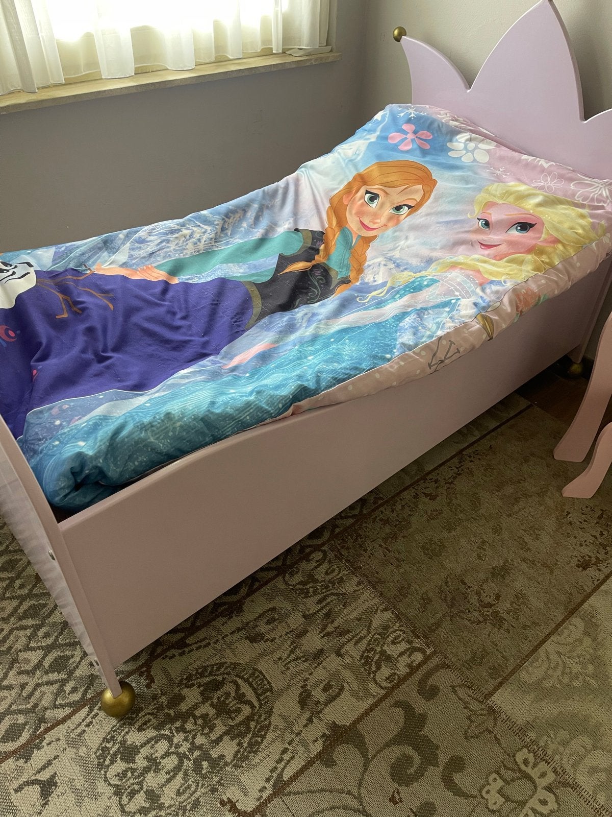 Elza prinsessenbed Frozen met nieuwe matras, Ophalen, Gebruikt, 190 cm of minder, Hout
