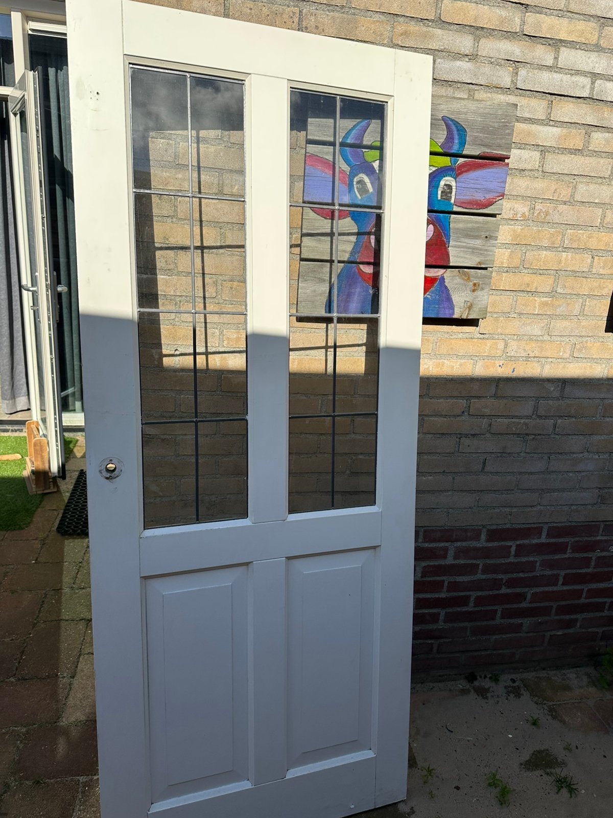 Stompe Deur met glas in lood, Doe-het-zelf en Verbouw, Deuren en Horren, Ophalen, Binnendeur, Minder dan 200 cm, Glas