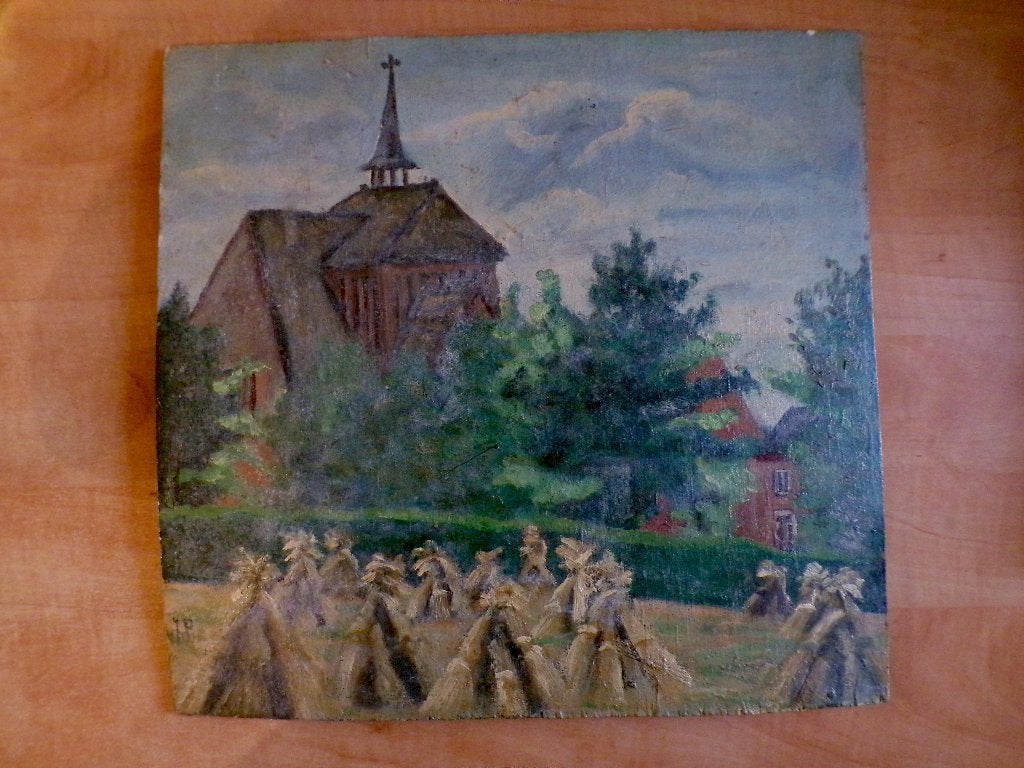 schilderij Jan Pessers Eindhoven Tongelre Sint-Jozefkerk, Paneel, Ophalen of Verzenden, Olieverf, Gesigneerd