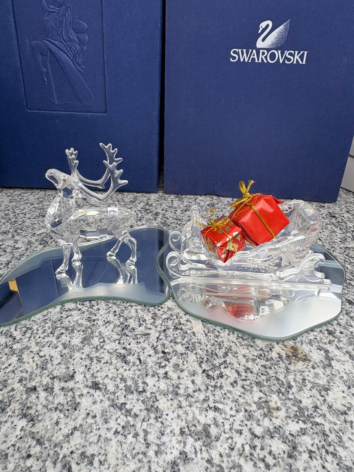 Swarovski Kerstset: Rendier & Slee met Cadeautjes, Ophalen, Zo goed als nieuw, Figuurtje