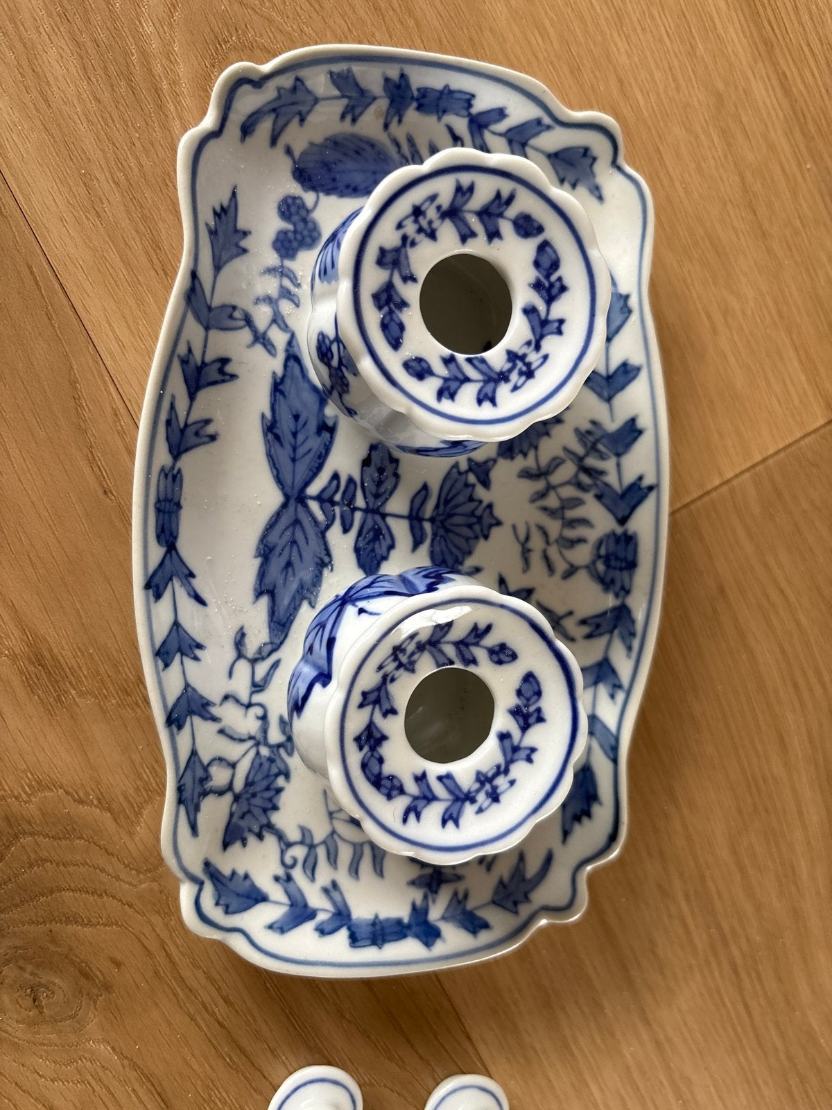 Vintage Porseleinen Inktpotten Set - Blauw/Wit, Antiek en Kunst, Ophalen of Verzenden