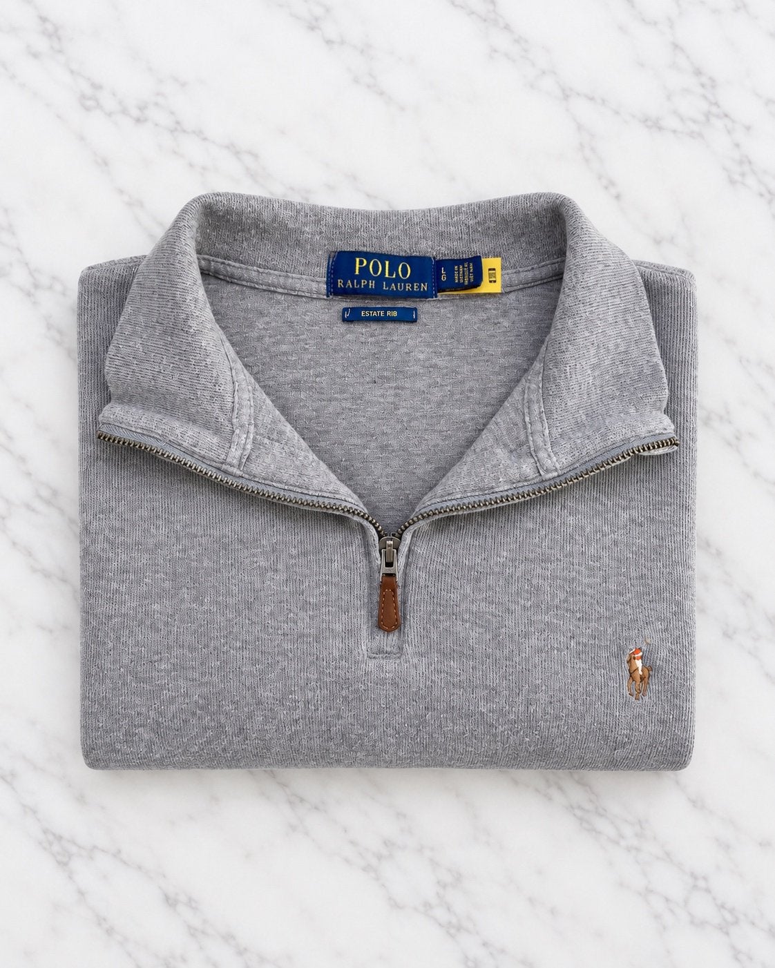 Polo Ralph Lauren Quarter Zip Trui Grijs Heren Maat L, Kleding | Heren, Ophalen of Verzenden, Zo goed als nieuw, Maat 52/54 (L)