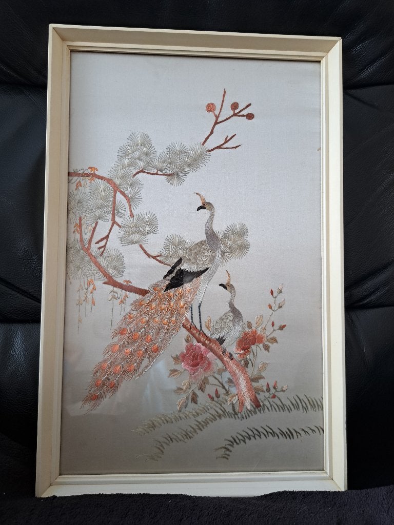 Klassiek Chinees borduurwerk in lijst, Ophalen, Origineel werk, Dieren, Klassiek
