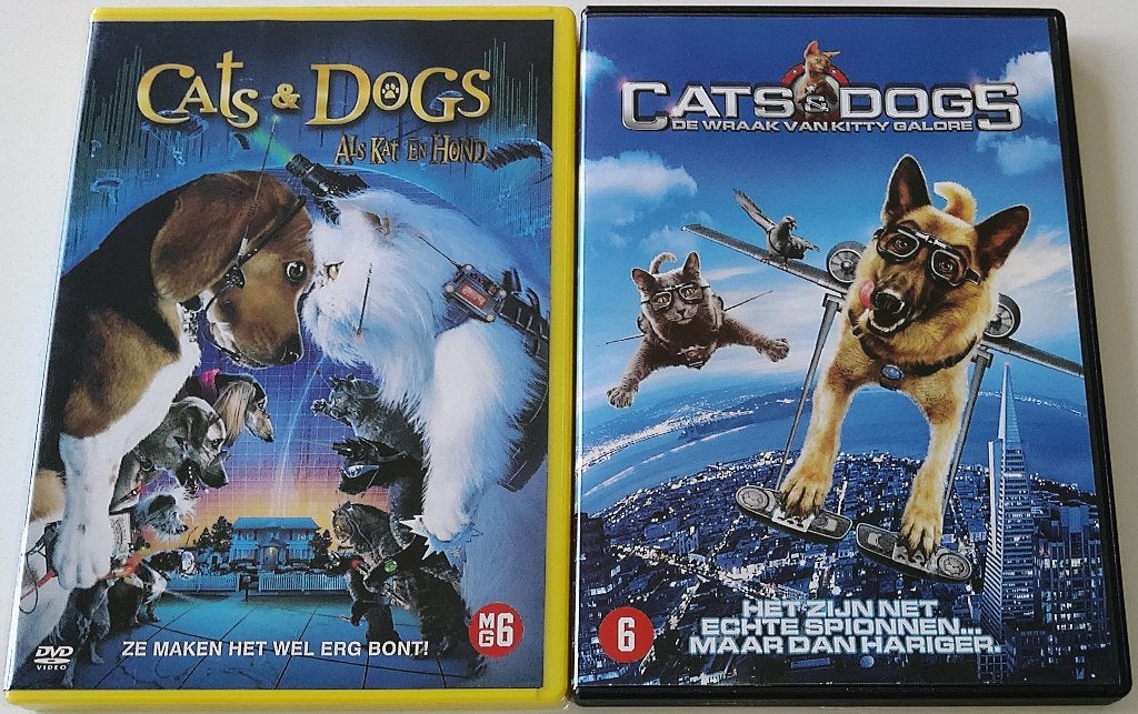 Dvd *** CATS & DOGS *** Deel 1 + 2, Nederlands, Ophalen of Verzenden, Zo goed als nieuw, Vanaf 6 jaar