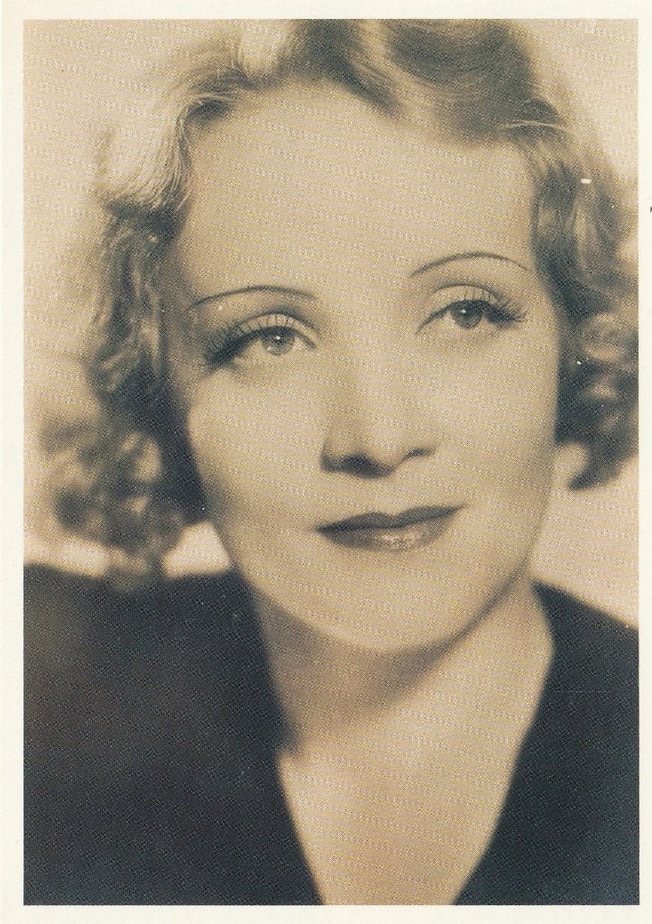 Kaart Marlene Dietrich, Verzamelen, Ophalen of Verzenden, Ongelopen, Sterren en Beroemdheden