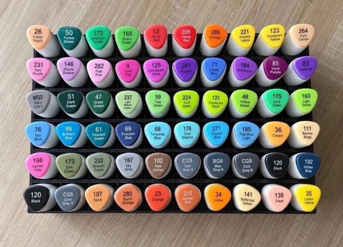 Grote set alcohol markers (60 stuks) met houder, Hobby en Vrije tijd, Verzenden, Zo goed als nieuw, Overige typen