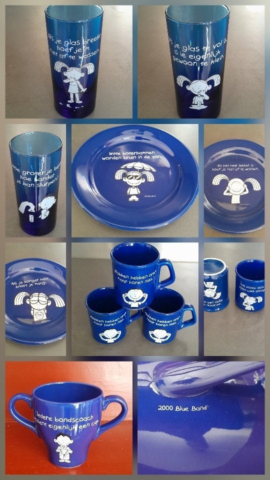 Blue Band borden, bekers, glazen, Overige materialen, Gebruikt, Overige merken, Overige typen