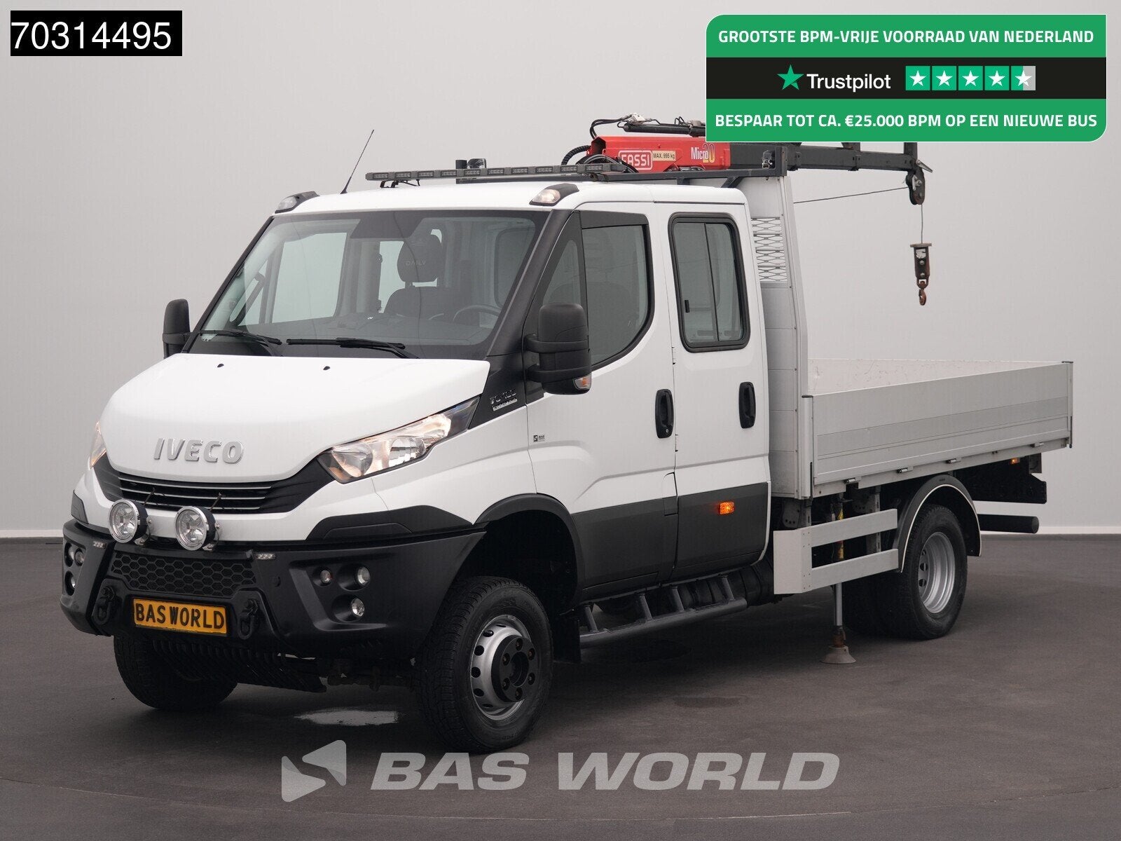 Iveco Daily 70C18 3.0L 4x4 Automaat Open Laadbak Kraan Fassi, Auto's, Bestelauto's, Automaat, Stof, Gebruikt, Euro 6