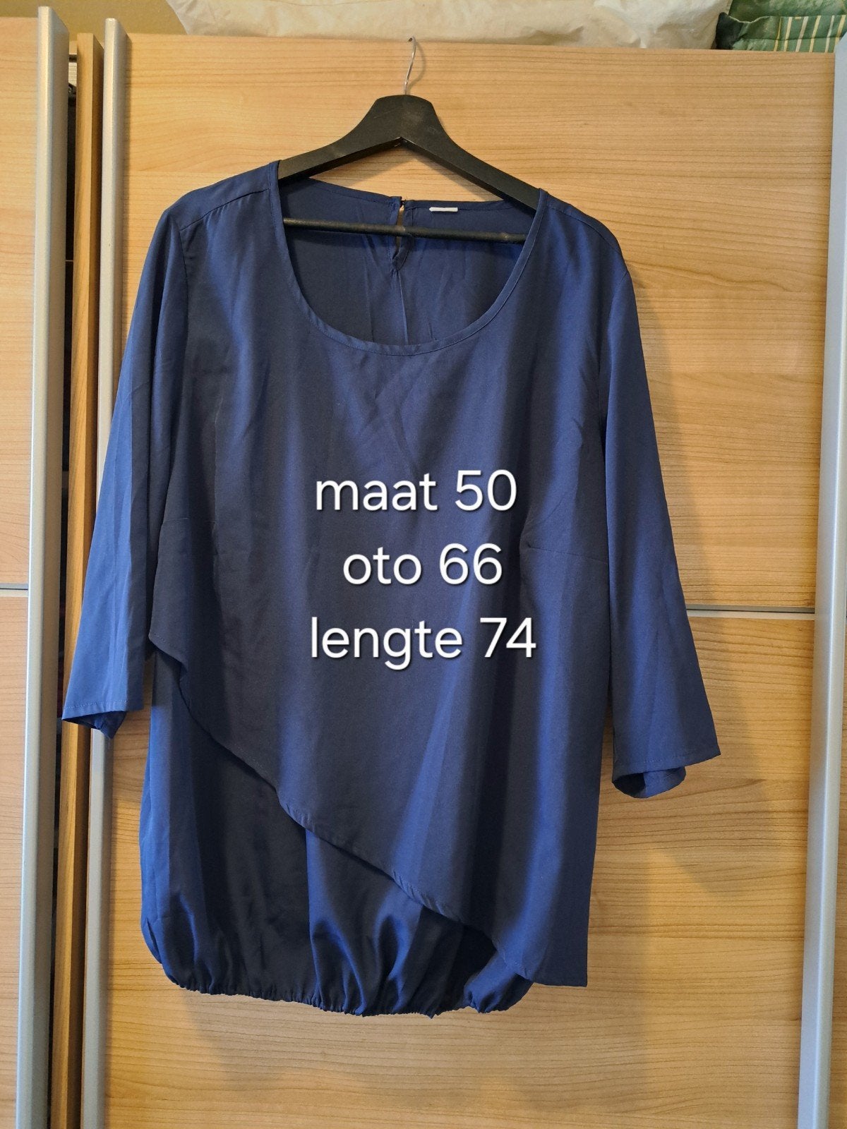 donkerblauwe top maat 50, Ophalen of Verzenden, Zo goed als nieuw, Blauw, Shirt of Top