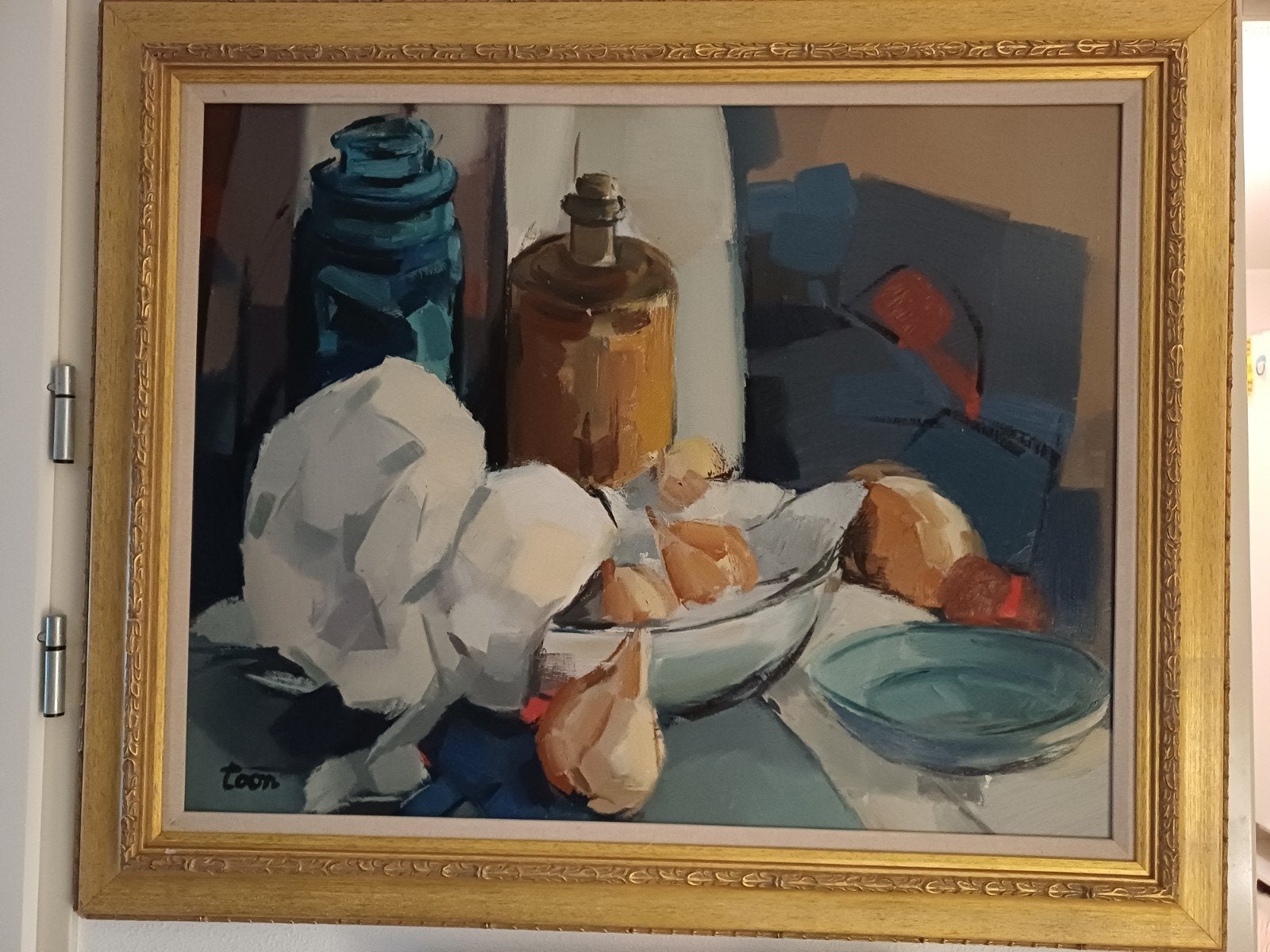 mooi stil leven met schitterend lijst gesigneerd Toon, Ophalen of Verzenden