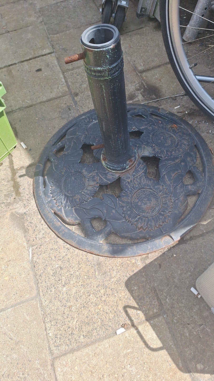parasolvoet  gietijzer, Tuin en Terras, Parasols, Ophalen, Gebruikt, Minder dan 1 meter, Parasolvoet