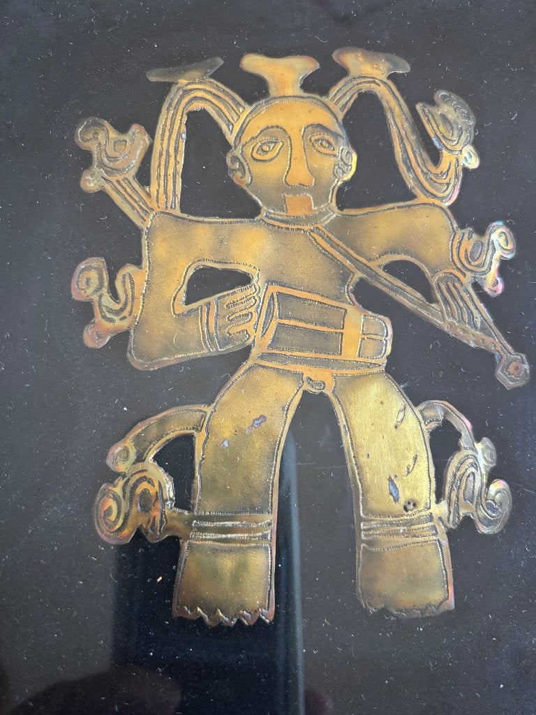 Pre Colombiaanse Sjaman, Schilderij, Goud, 25 cm, Overige herkomsten