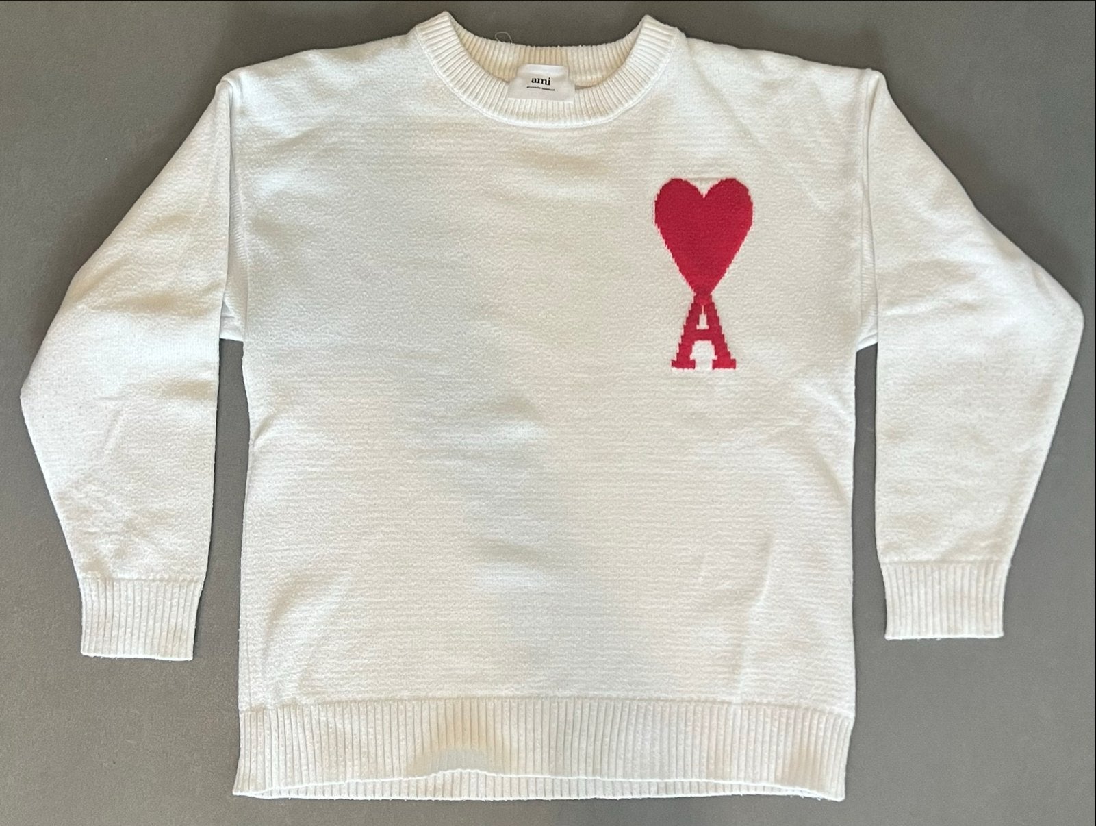 Ami Paris Ami de Coeur Trui - Wit met Rood Hart, Ophalen, Zo goed als nieuw, Maat 48/50 (M), Wit