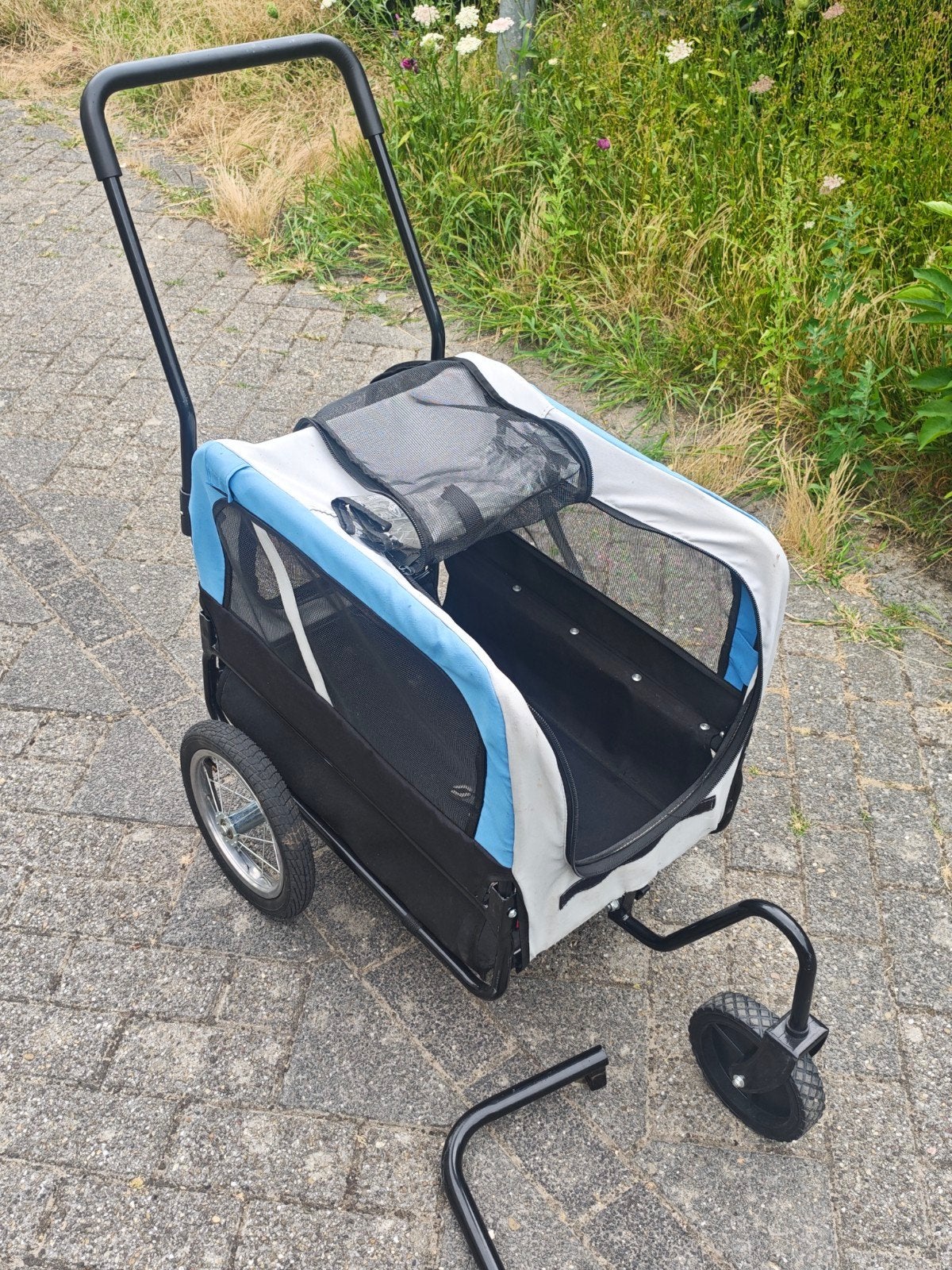 Honden wandel/fietskar tot 12 kg (50x40cm) voor kleine hond, Ophalen