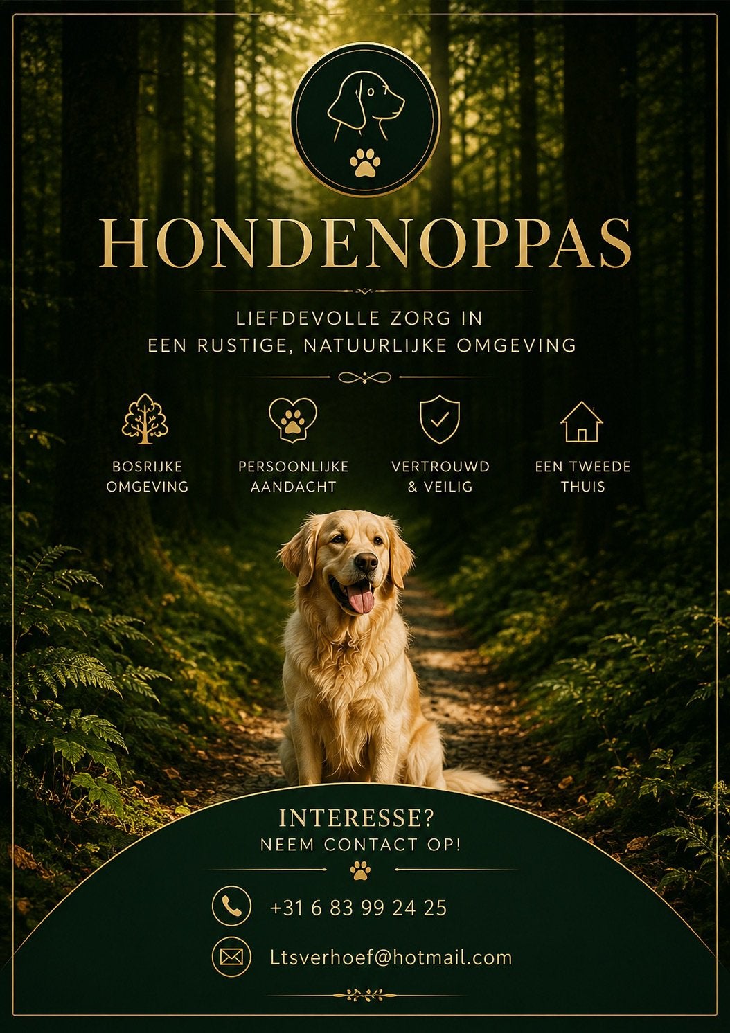 Exclusieve 1-op-1 hondenoppas in bosrijke omgeving, Particuliere oppas