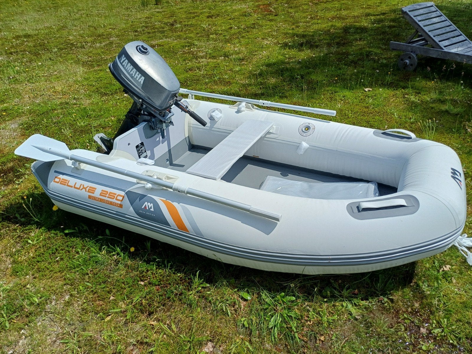 Nieuwe Airdeck 250 rubberboot - +4pk 2T yamaha, Watersport en Boten, Rubberboten, Airdeck, Nieuw, Mercury, Ophalen