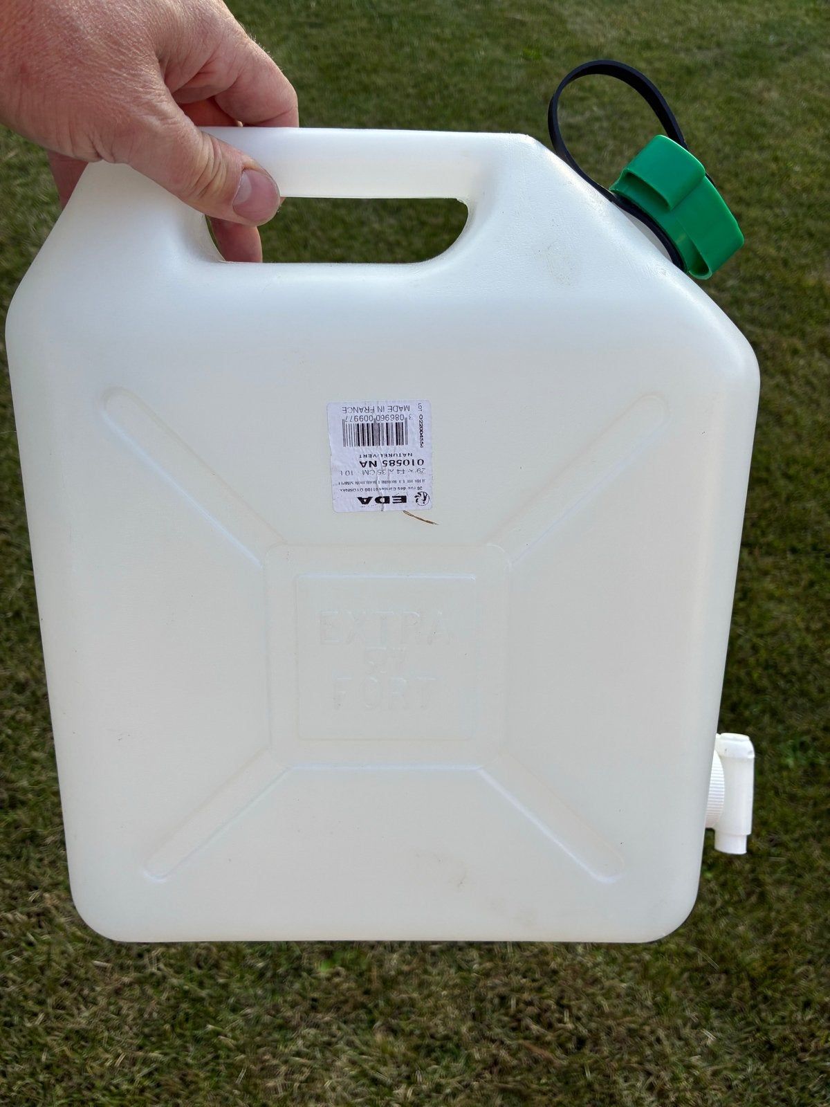 Witte water jerrycan met kraantje - 10 liter, Ophalen, Gebruikt
