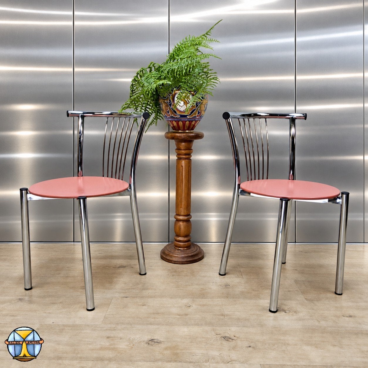 Set 2x Vintage Itiliaanse Calligaris CERCHIO stoelen (chroom, Ophalen of Verzenden
