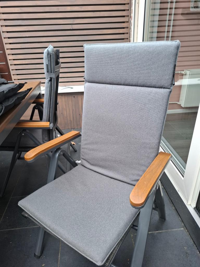 Madison tuinkussens: 4 hoge en 3 zitkussens, Tuin en Terras, Tuinmeubel-accessoires, Ophalen, Gebruikt