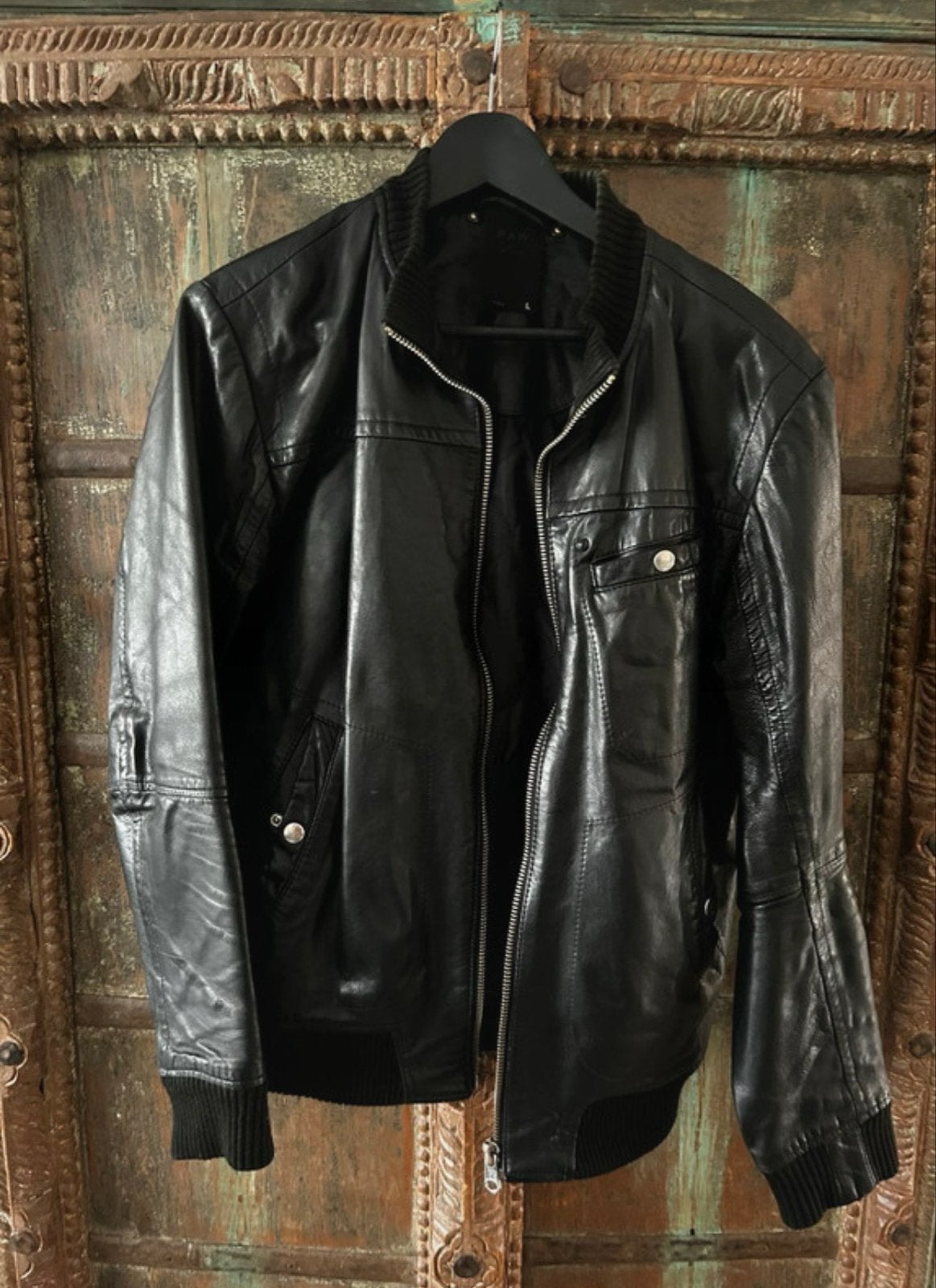 G-Star Raw CL Leather Bomberjack - Zwart, Maat L, Ophalen of Verzenden, Zo goed als nieuw, Maat 52/54 (L), Zwart