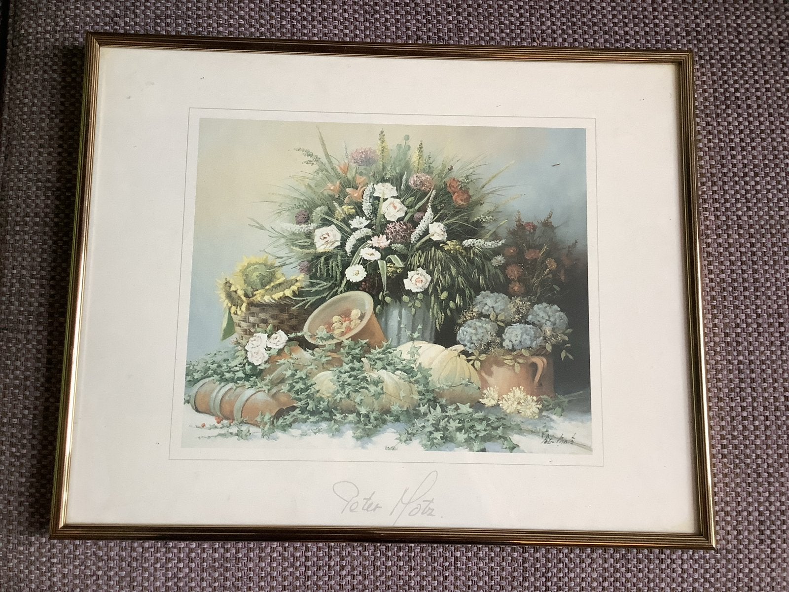 Ingelijste print van Peter Motz - Bloemenstilleven, Stilleven, Ophalen of Verzenden, Gesigneerd, Klassiek