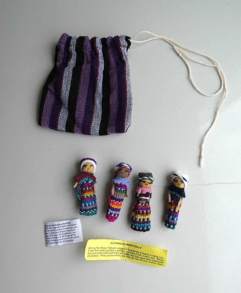 Guatemala gelukspoppetjes poppetjes poppen worry dolls, Ophalen of Verzenden, Zo goed als nieuw