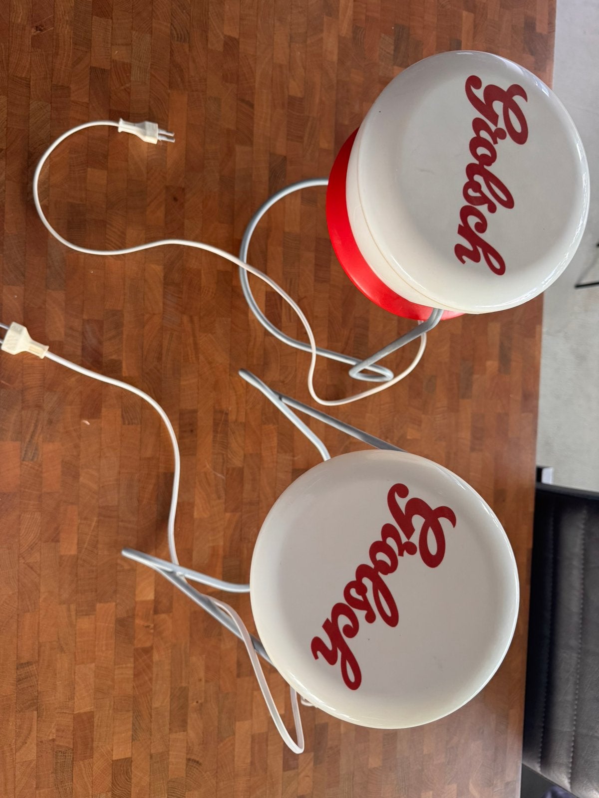 Vintage Grolsch reclame tafellampen – retro bierlampen set, Ophalen of Verzenden