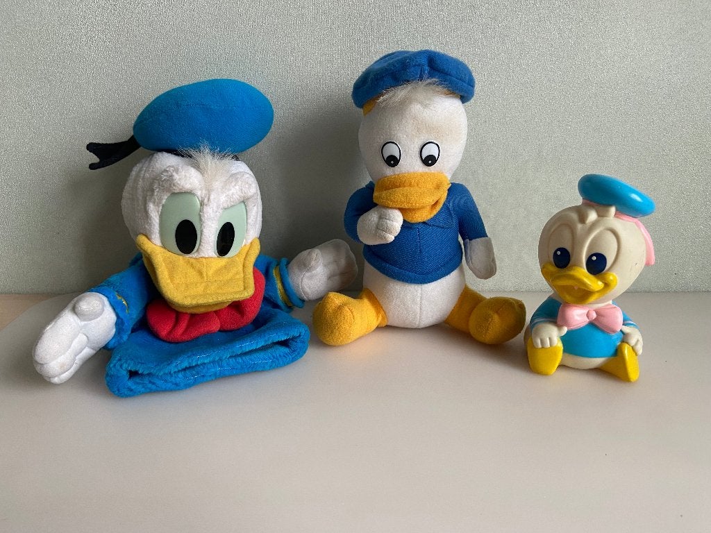 3 x Donald Duck figuren, Ophalen of Verzenden, Donald Duck, Gebruikt, Beeldje of Figuurtje