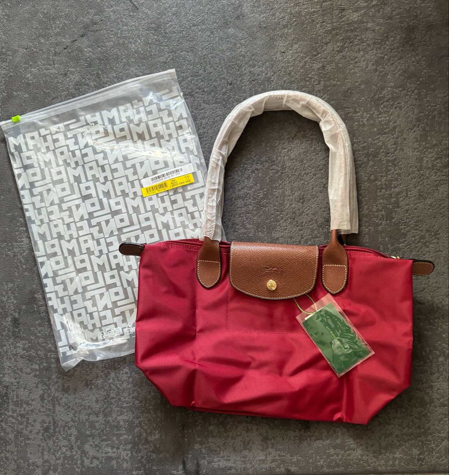 Longchamp Le Pliage - Maat M - Red - New, Ophalen of Verzenden, Nieuw, Rood, Handtas