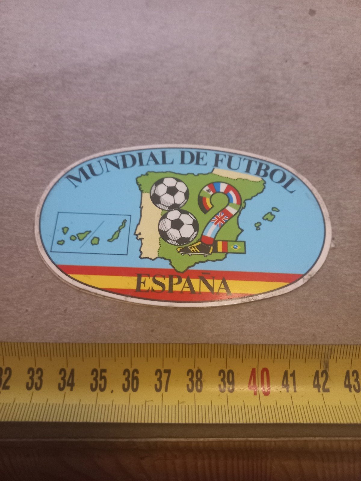 Vintage WK Voetbal 1982 Spanje Sticker, Ophalen of Verzenden, Gebruikt