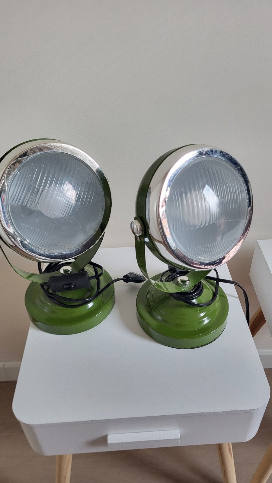 2 Groene Industriële Tafellampen - Goede Staat, Ophalen, Gebruikt, Metaal, Minder dan 50 cm