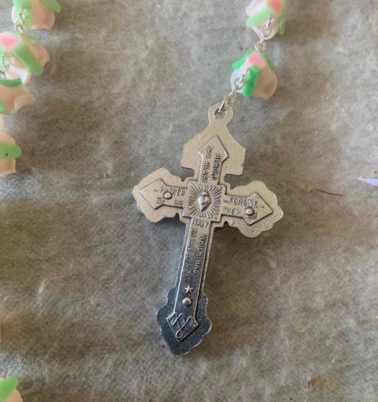Handgemaakt Jezus ketting rozenkrans bloemen Nazarenus Jesus, Ophalen of Verzenden, Nieuw, Sieraad, Christendom | Katholiek