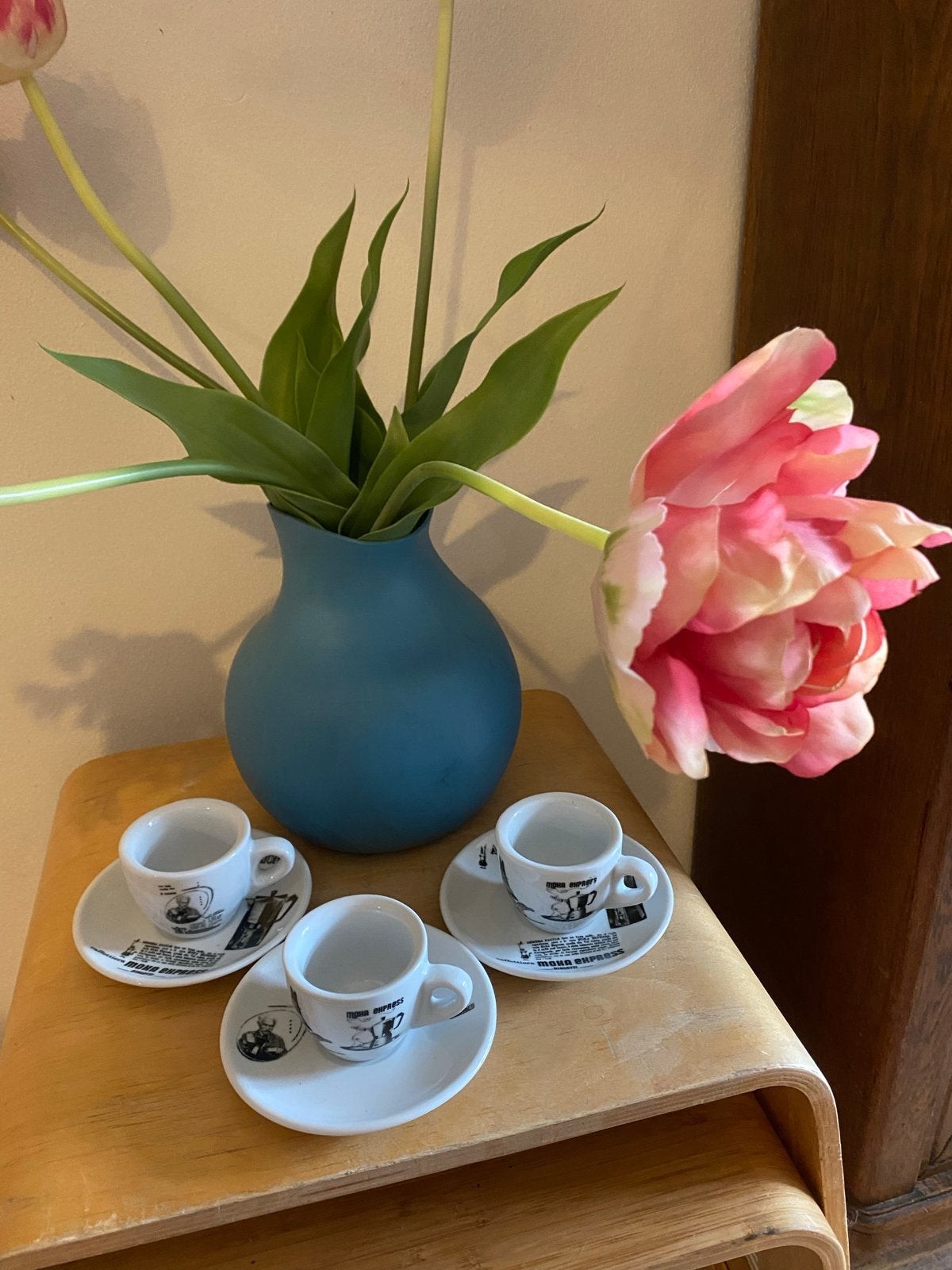 3 Vintage Bialetti Espresso Kop en Schotel, Ophalen of Verzenden