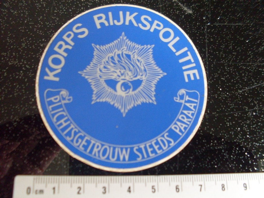 sticker korps rijkspolitie plichtsgetrouw steeds paraat logo, Verzamelen, Verzenden, Zo goed als nieuw, Bedrijf of Vereniging