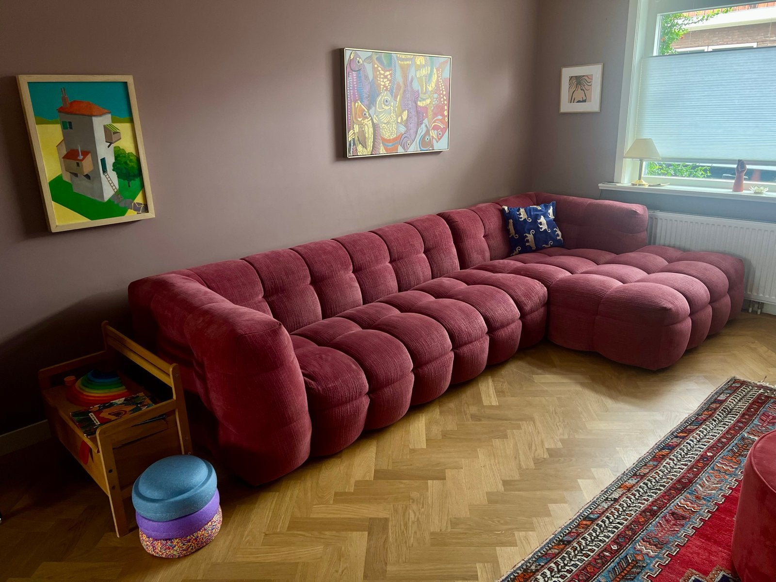 Prachtige bubbelbank Louis van Skyler store, Gebruikt, Hoekbank, 300 cm of meer, Ophalen of Verzenden