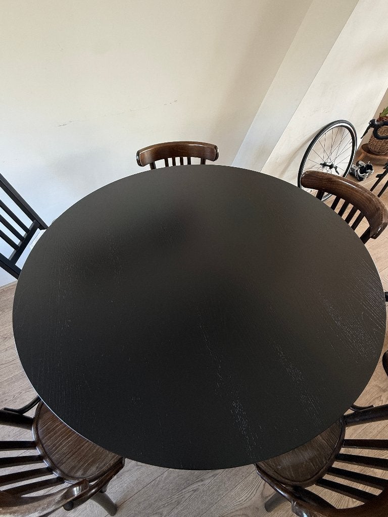 Nimara ronde eettafel zwart, Huis en Inrichting, Ophalen, Gebruikt, Rond, Vijf personen of meer