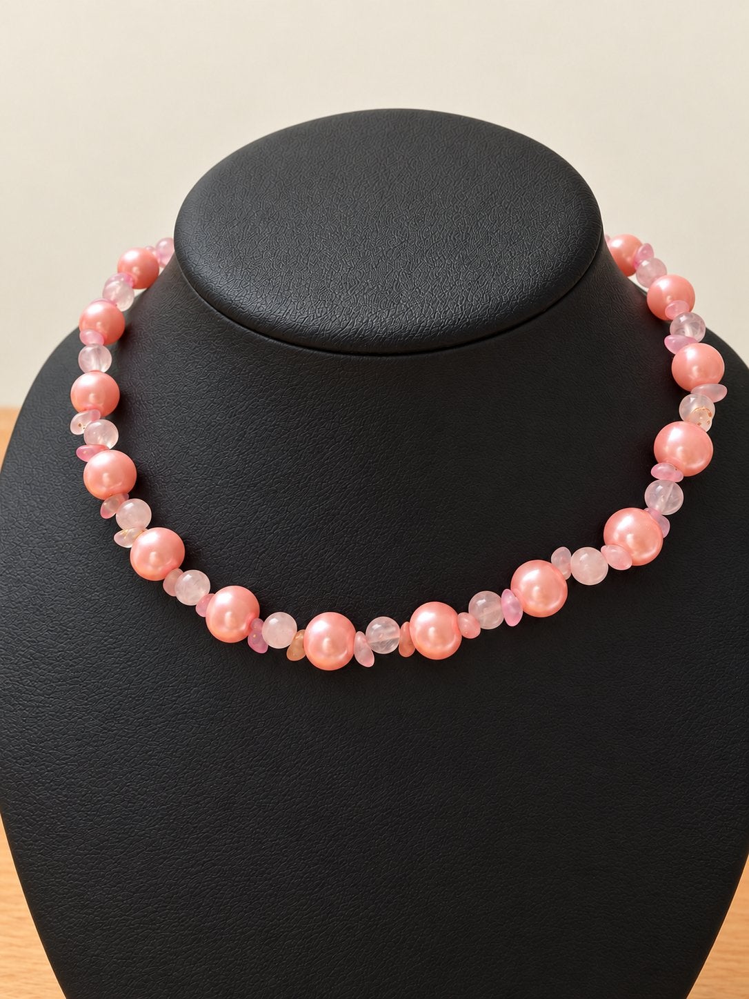 Roze Parelketting met Rozenkwarts, Overige materialen, Ophalen of Verzenden, Zo goed als nieuw, Roze