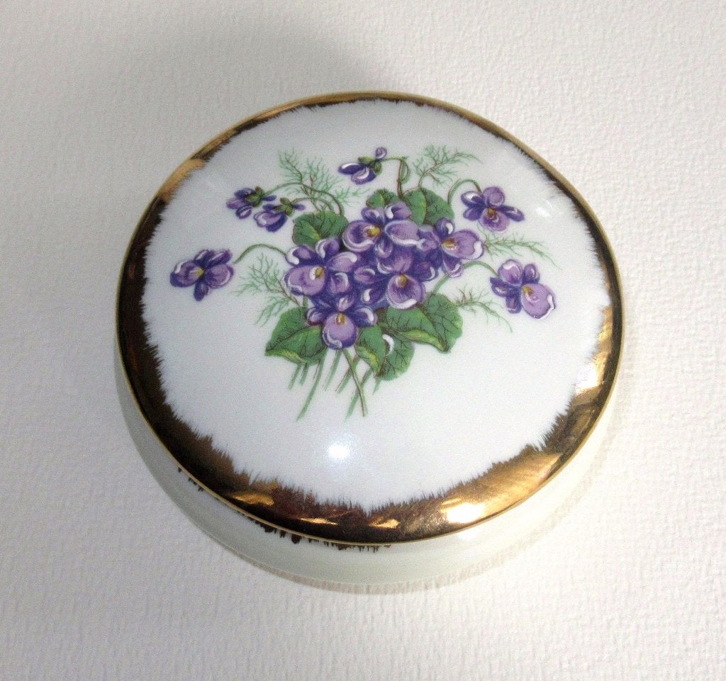 Vintage Limoges France porseleinen doosje met bloemen., Antiek en Kunst, Ophalen