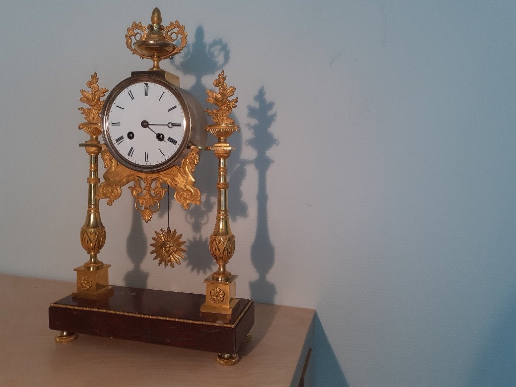 portiek klok verguld brons 1820, Antiek en Kunst, Ophalen of Verzenden
