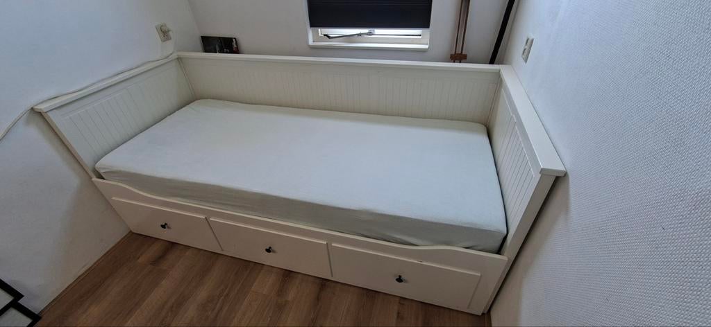 Ikea uitschuifbaar bed 80/160x200 met 2 matrassen, Ophalen, Wit, Tweepersoons, 200 cm