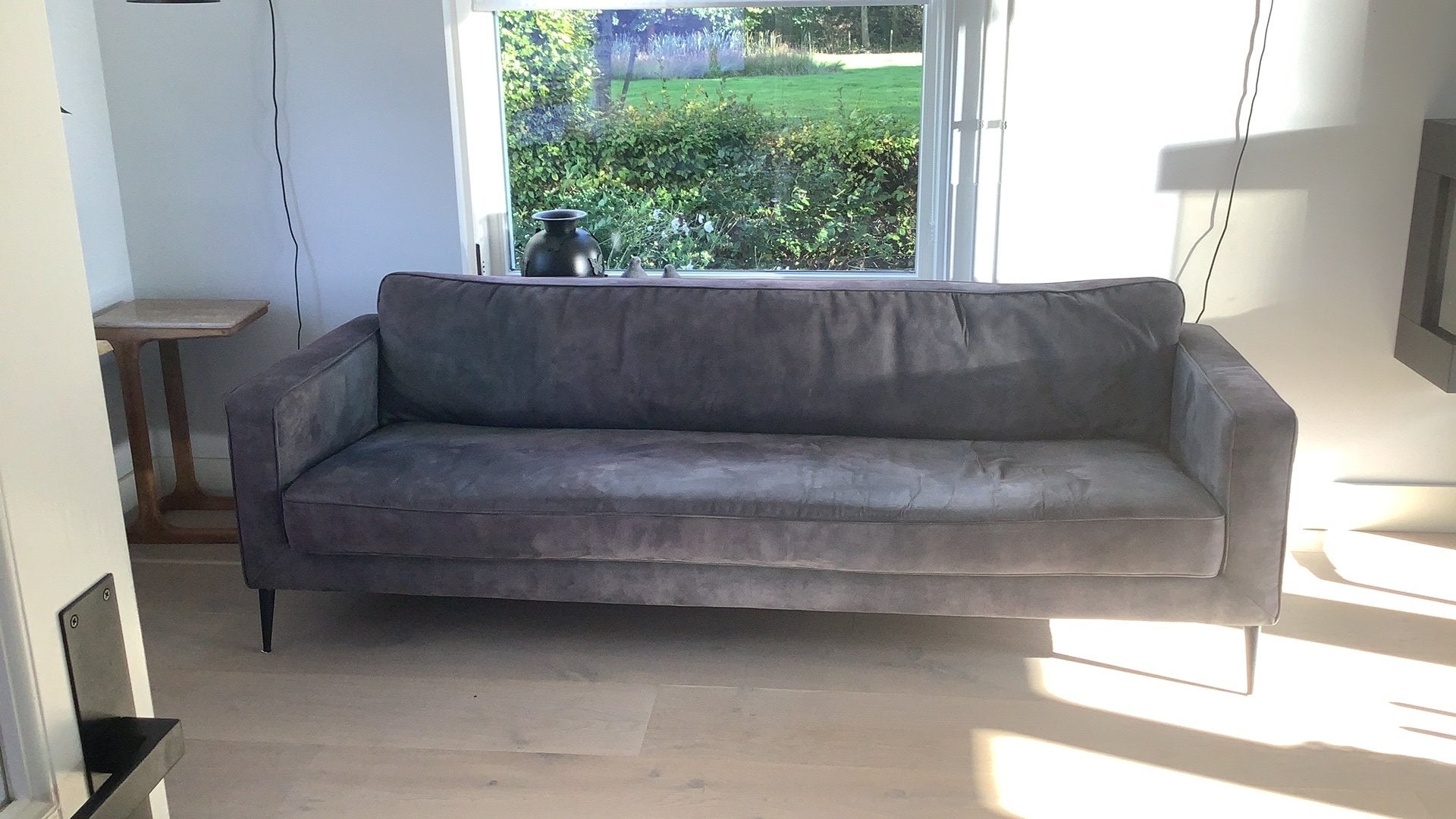 Grote grijze bank, Ophalen, Gebruikt, Minder dan 75 cm, Rechte bank