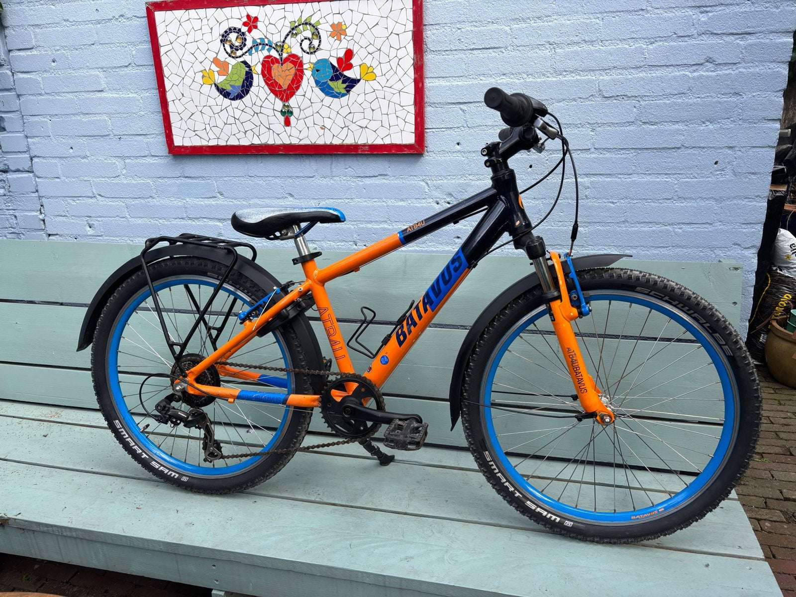 Batavus 24 inch ATB kindermountainbike - Oranje/blauw, Gebruikt, Hardtail, Ophalen, Minder dan 45 cm
