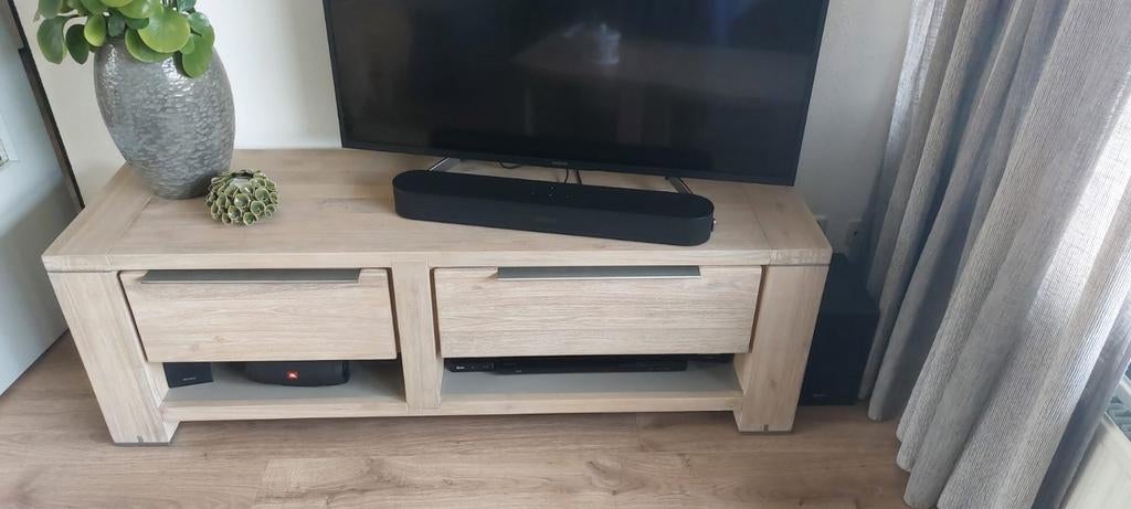 TV-meubel van acaciahout, Huis en Inrichting, Kasten | Televisiemeubels, Ophalen, 100 tot 150 cm, Zo goed als nieuw, Minder dan 100 cm