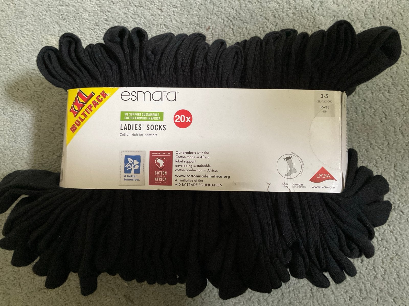 Esmara Dames Sokken Multipack Zwart Maat 35-38 (20 paar), Sokken en Kniesokken, Zwart, Maat 35 t/m 38, Nieuw