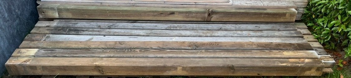 8 Houten balken 9x9cm, diverse lengtes met/zonder inkeping, Doe-het-zelf en Verbouw, Hout en Planken, Ophalen, Gebruikt, 200 tot 250 cm