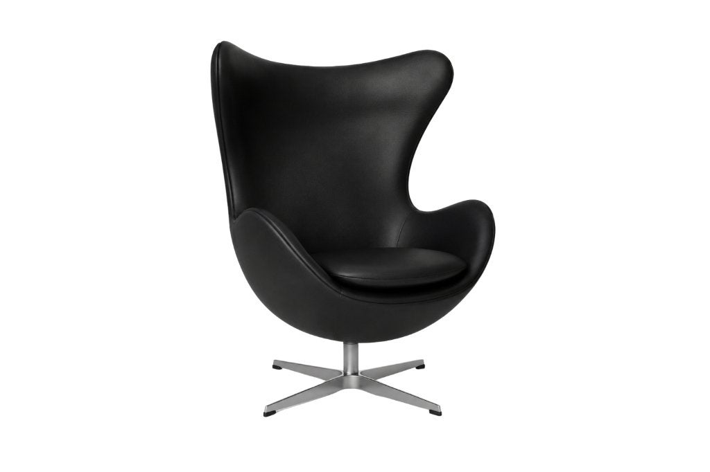 Egg Chair Zwart Leer - Fauteuil - Stoel | NIEUW! - SALE, Huis en Inrichting, Fauteuils, MeubelCasa, Info@MeubelCasa.nl, Minder dan 75 cm