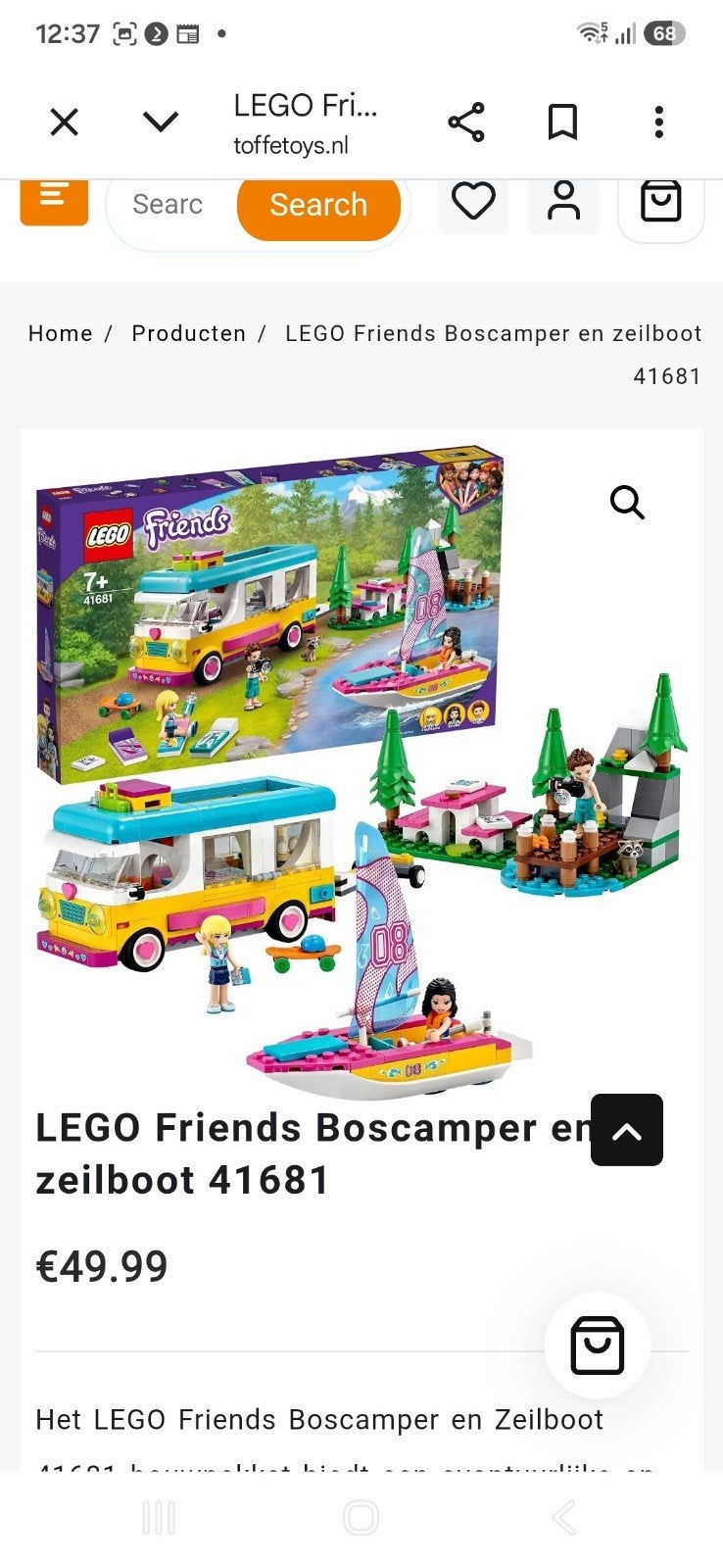 LEGO Friends Boscamper en zeilboot 41681, Ophalen of Verzenden, Nieuw