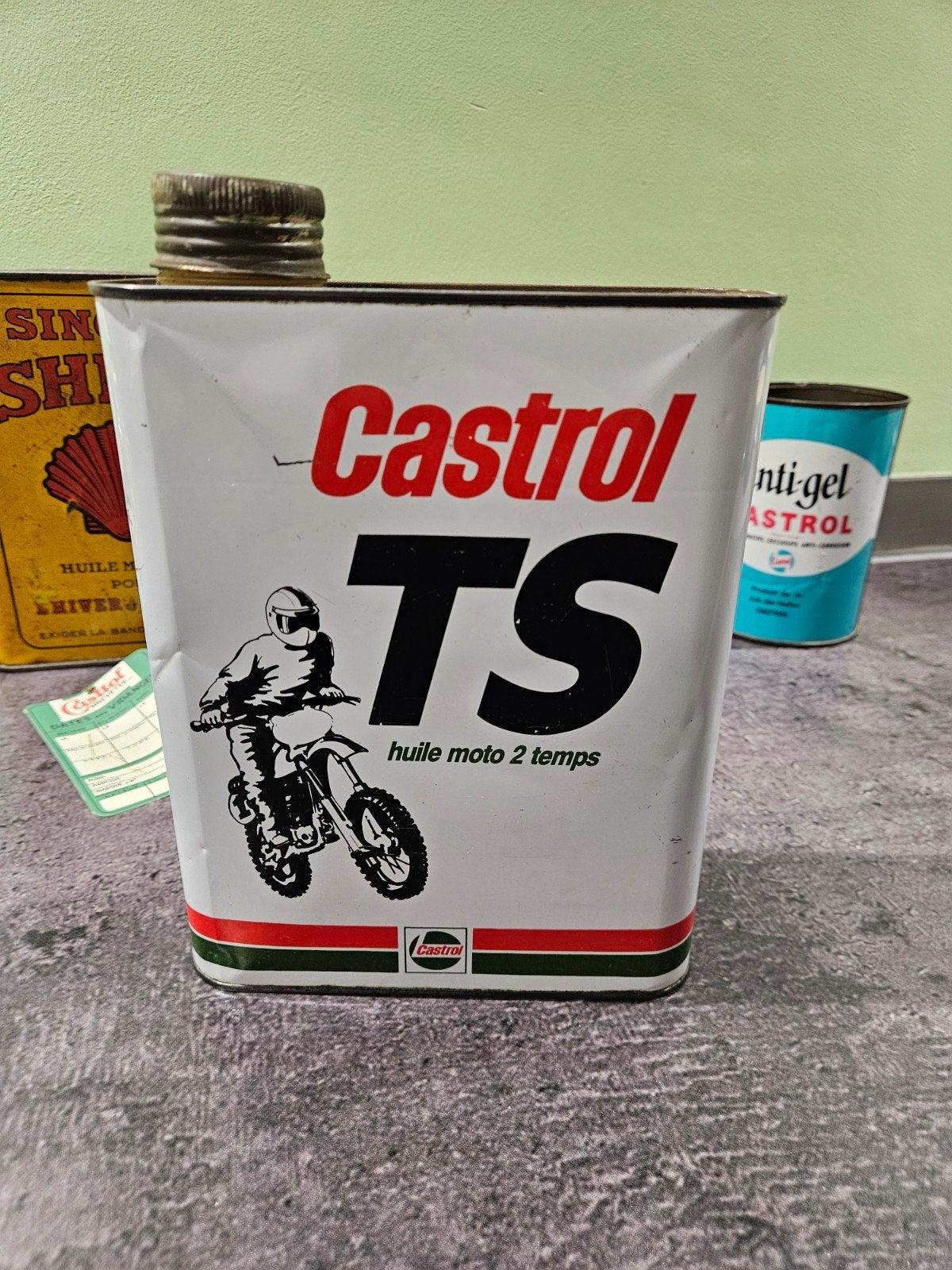 Castrol olieblik TS 2-takt motorolie blik 2L, Verzamelen, Ophalen of Verzenden, Gebruikt, Overige