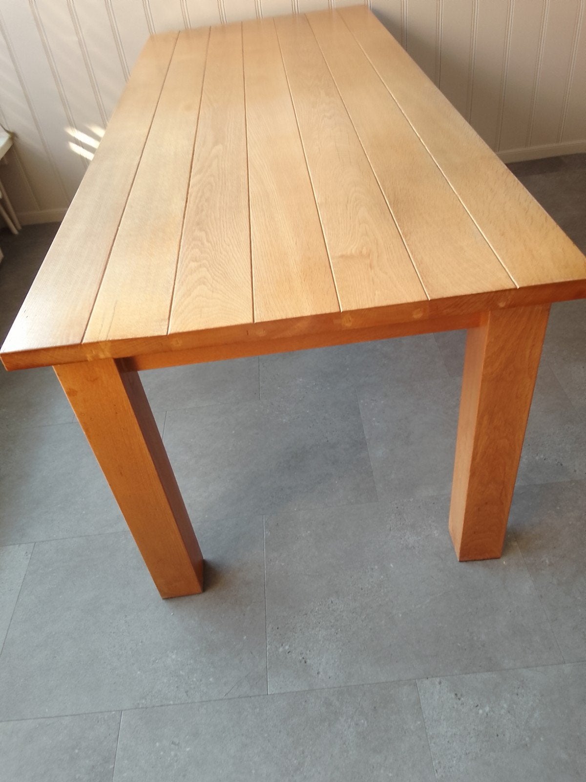 zware massief eiken eettafel 90 x220, Huis en Inrichting, Tafels | Eettafels, Ophalen, Gebruikt, Eikenhout, 200 cm of meer